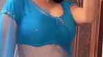 Beautiful sexy girl seducing in transparent saree hot navel and boob show 22