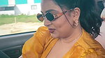 Actress Srusti Dange hot boobs jiggling in car 22