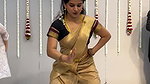 dusky desi lady sexy navel in golden saree 22