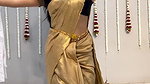 dusky desi lady sexy navel in golden saree 22