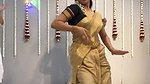 dusky desi lady sexy navel in golden saree 22