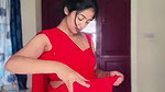 cute kannada girl sexy navel and boobs in red costme 22