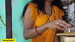 Desi Indian bhabhi in yellow saree looking hot and sexy