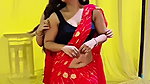 chandhini sexy big depp navel in red saree
