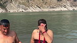 Nepali lady river dip and nipple visible in red dress 22