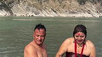 Nepali lady river dip and nipple visible in red dress 22