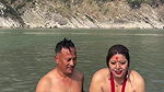 Nepali lady river dip and nipple visible in red dress 22