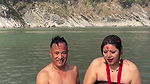 Nepali lady river dip and nipple visible in red dress 22