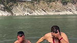 Nepali lady river dip and nipple visible in red dress 22