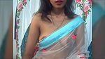 Sexy Bhabhi in See through Black Saree without blouse Exposing Boobs 22