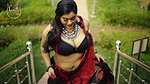 NILA RED BLACK CHIFFON SAREE FASHION FASHION ULLAS Underboobs navel
