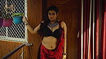 NILA RED BLACK CHIFFON SAREE FASHION FASHION ULLAS Underboobs navel