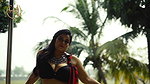 NILA RED BLACK CHIFFON SAREE FASHION FASHION ULLAS Underboobs navel