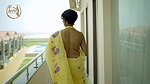 Smita Sana in Yellow Cotton Kota Saree & BB Blouse