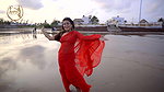 SUDIPA RED CHIFFON SAREE FASHION ULLAS MANDARMANI SEABEACH