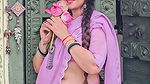 jolly bhatia sexy navel in pink saree 22