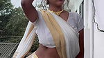 Sexy bengali girl bubbly deep navel in white saree 22