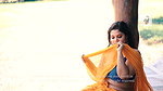 Rai in saree with net blouse