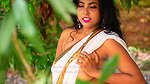 Roohi_White_Saree_no blouse with boobs