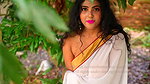 Roohi_White_Saree_no blouse with boobs