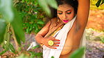 Roohi_White_Saree_no blouse with boobs
