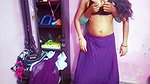 Desi Bhabhi Made Her Husband Happy by Wearing a Purple Sari