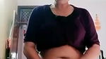 desi Chubby aunty Big Deep Navel in grey tshirt and black pants