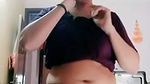 desi Chubby aunty Big Deep Navel in grey tshirt and black pants