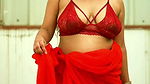 desi hot aunty black nipple through red bra and costume