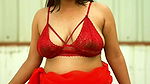 desi hot aunty black nipple through red bra and costume