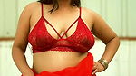 desi hot aunty black nipple through red bra and costume