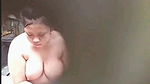 Chubby woman Huge Naked Boobs n Tits caught while bathing