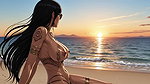 130. Indian Desi Aunty Girl Lay on Beach ai Animation