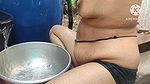 Indian House Wife Bathing Outside with Sex