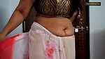 big navel curve stretch saree aunty hot