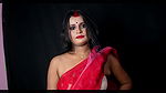 Bengali Model Ankita in Red & White Saree Photoshoot