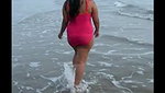 bhabhi walking at beach in swimwear