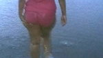 bhabhi walking at beach in swimwear