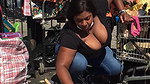 Chubby babe massive Boobs popping out of dress.MOV