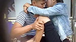 Couple caught romancing, smooching, fingering outdoor