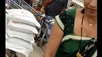 Desi milf awesome cleavage and boobs closeup in supermarket