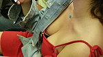 Hot cleavage and milky boobs show in metro