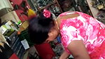 Lady shopkeeper huge cleavage n boob show