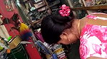 Lady shopkeeper huge cleavage n boob show