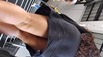 Upskirt round ass and black panty show