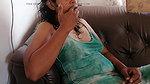 Aunty Smokes a Cigaratte in Night Gown