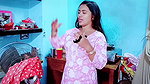 Busty girl comes out of the bathroom naked after a prank by her stepbrother