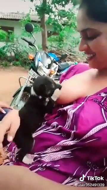 Puppy sucking milk from a desi wife’s boobs directly tiktok