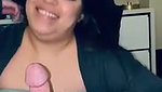 BBW Cutie Head While Watching Football