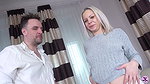Blonde babe Julia Parker gags on cock